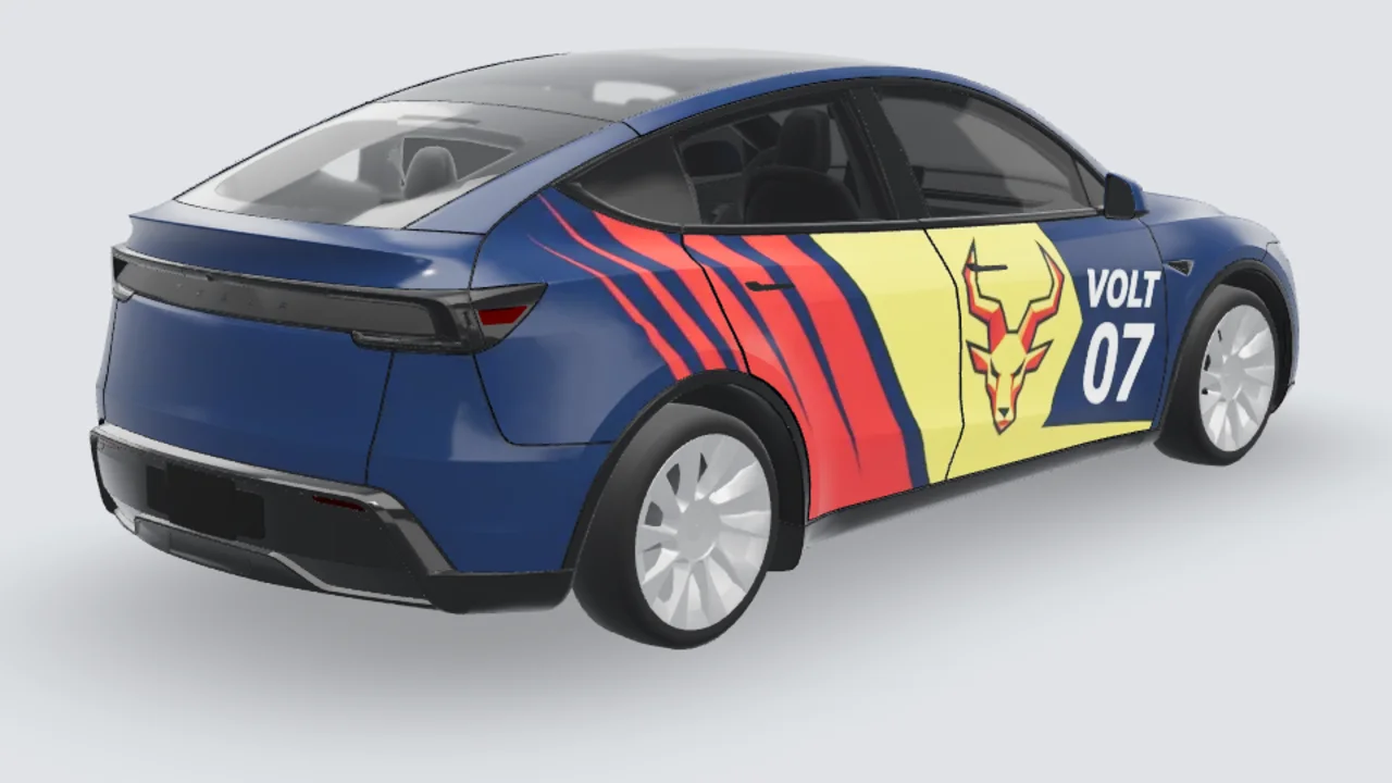 Volt custom Tesla wrap on a Model Y Juniper