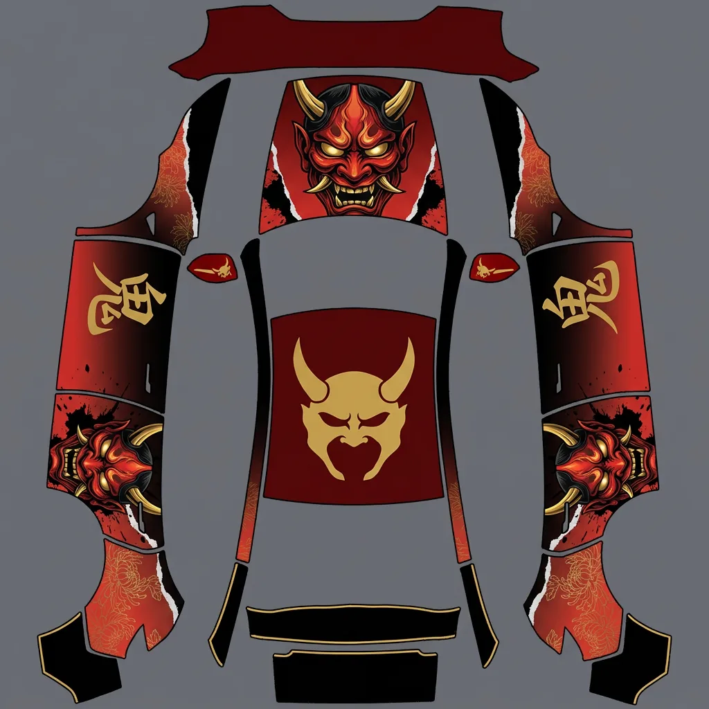 Costume livery car wraps preview on a Tesla wrap template